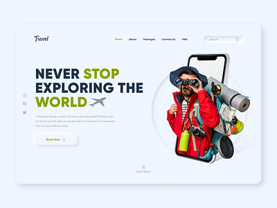 Trending Travel Landing Page agency concept flat design glasmorphism landing page landing page design minimalist neumorphism travel trend trending design ui ui design uiux ux web landing page web ui website website design website landing page