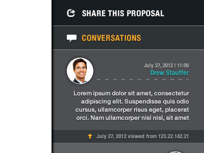 Proposal conversation admin clean comments dashboard flat ui user interface ux