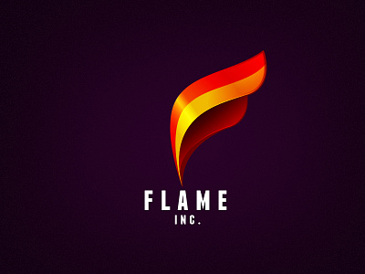 Flame Inc. Logo fire flame glossy gradient logo orange red type