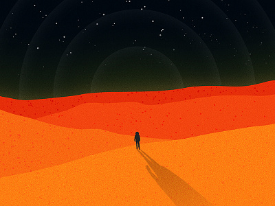 The Martian dunes illustration mars martian orange poster space