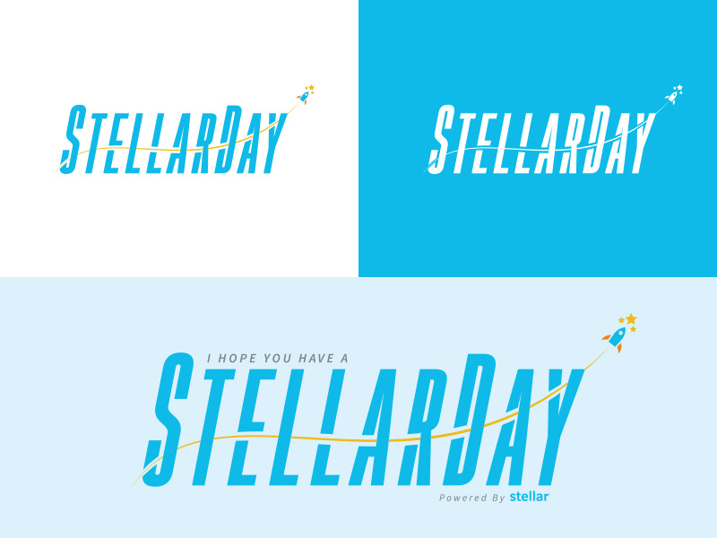 #StellarDay Proposal vector blockchain yellow orange blue stars rocket stellar crypto logo