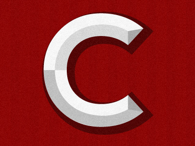C bevel c custom letter red white