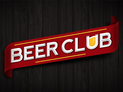 Beer Club beer club logo red ribbon wood yellow