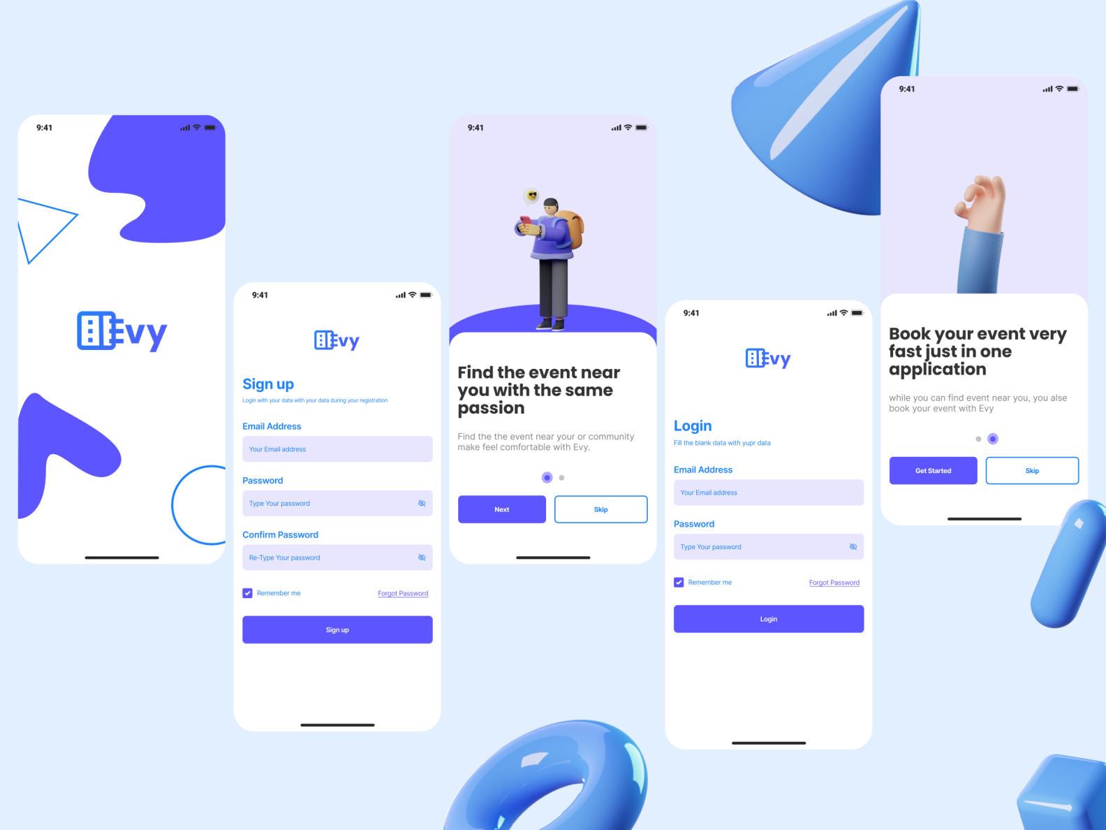 Onboarding and Login Find Event Application by Michael Abraham on Dribbble