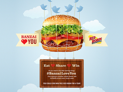 Banzai Love You banzai burger contest digital food interactive site twitter ui website