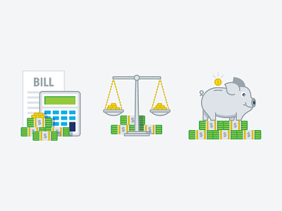 Financial Icons balance calculator design finance icons illustration invest money piggy bank