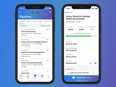 Investment App capital finance financial funds investment ios mobile app money opportunity pipeline ui ux