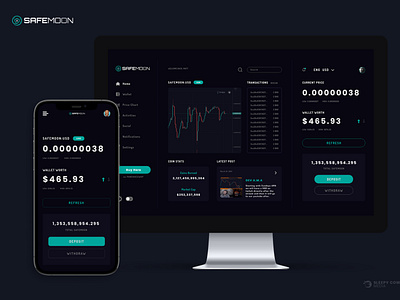 SAFEMOON DASHBOARD APP MOCKUP crypto mobile ui safemoon ui