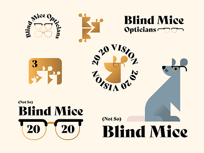 Blind mice branding design flat illustration logo vector