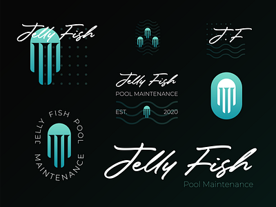 Jelly fish branding design flat illustration logo vector