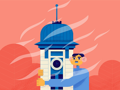 character and clock tower vector