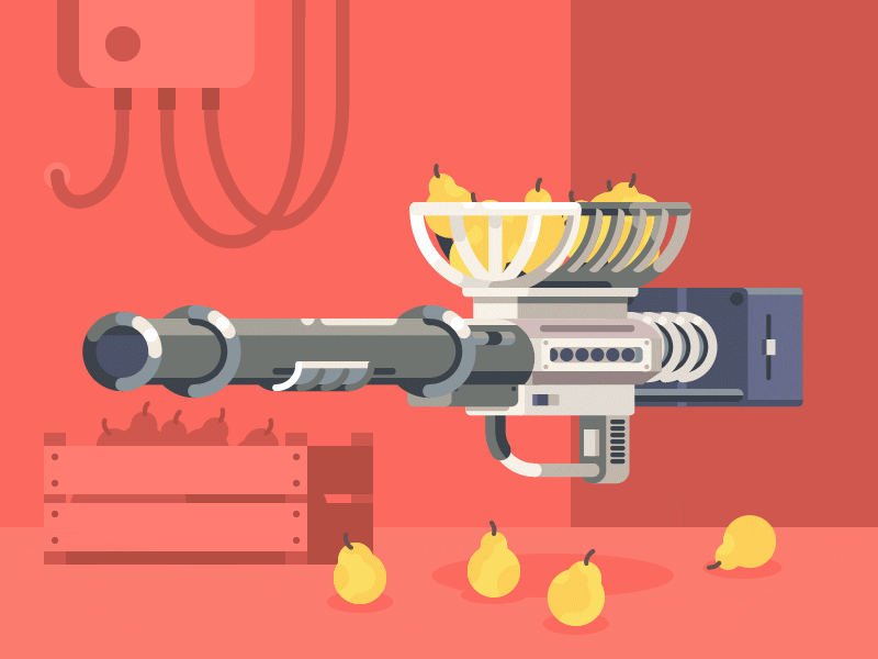 Pear cannon #shotstory after effects animation cannon flat fruit gif gun illustration pear shotstory weapon