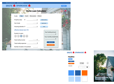 Home loan calculator for Erste Bank bank banking calculator erstebank homeloan loan ux ux design