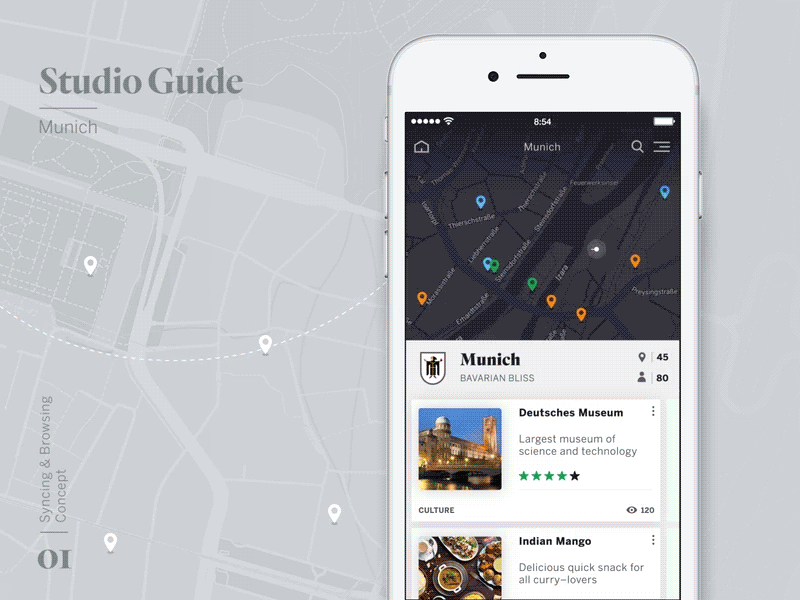 Studio Guide – exploration mode cards exploration list map navigation review ui