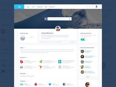 Linkedin Redesign clean design linkedin profile page redesign responsive ui ux website