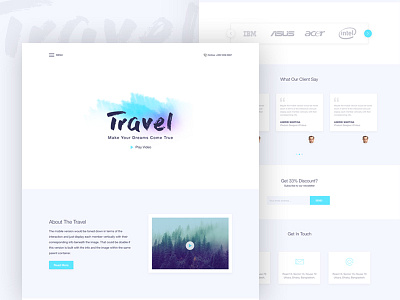 Travel Landing Page about page free landing page onepage psd template travel user interface