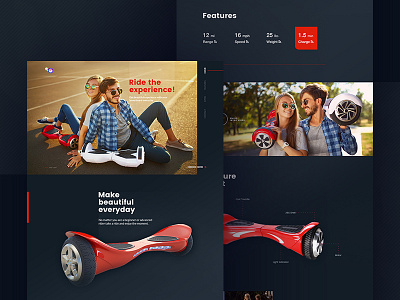 landing page | hoverboard darkui design hoverboard landingpage onepage product stylish ui ux webdesign