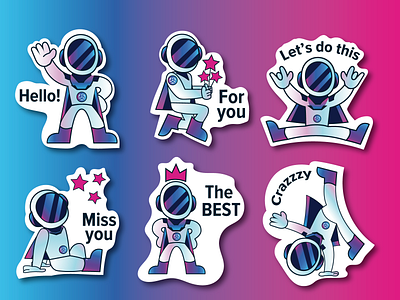 Sticker pack_spaceman art branding graphic design illustration sticker pack ve vector