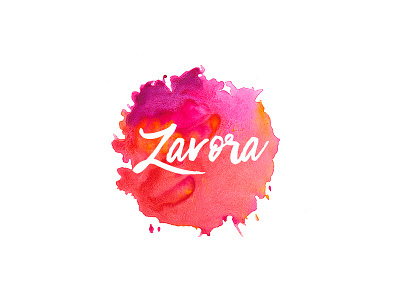 Zavora dot ink logo mark ombre pink script wash watercolor zavora