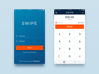 Swipe iOS App app log in register swipe ui user experience