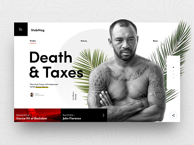 Death & Taxes death digital landing page layout palms profile surf typography web web design