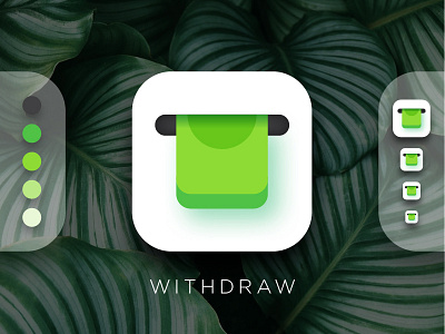 Cash Withdrawal App Icon app icon apple application atm cash green icon ios mobile app money paper