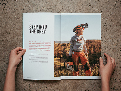 Team Rubicon Brand Field Manual book brand grey guide indesign magazine spread photography sawyer typography woman