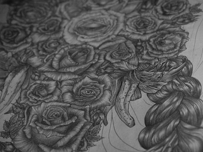 WIP still braid eyes flower graphite hair hand drawn lily pencil roses tongue traditional