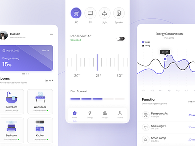 Smart Home App by Hossein Nadershahbaz for Duxica on Dribbble