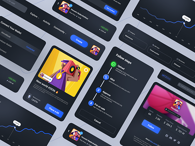 NFT Marketplace Web Design Components cards chart component crypto dark component dark mode elements ethereum header nft nft market nft marketplace opensea progress bar sidebar ui ui kit web web design website