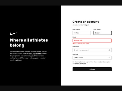 Nke Sign-Up Form app design desktop ui web