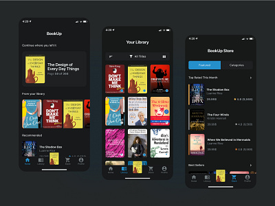 BookUp app design flat minimal ui