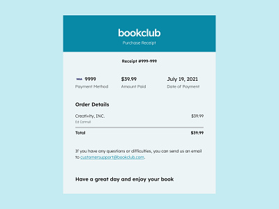 Email Receipt - Daily UI 017 app branding design ui web