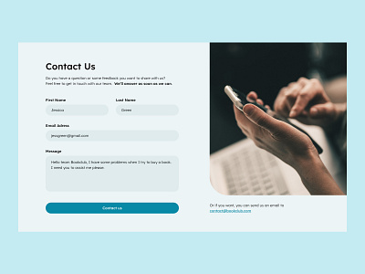 Contact Us - Daily UI 028 app design desktop minimal ui web