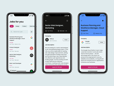 Job Listing - Daily UI 050 app design minimal mobile ui