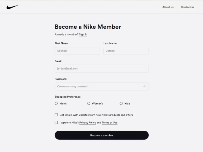 Sign Up Animation