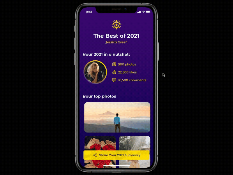 2021 Summary animation app design minimal mobile ui