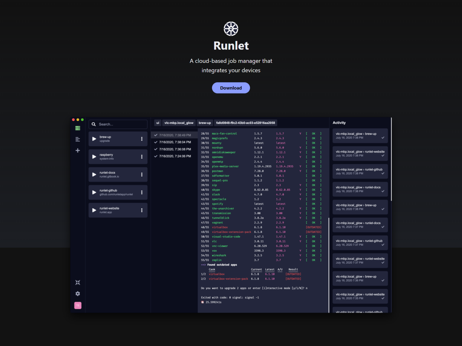 Screenshot of Runlet