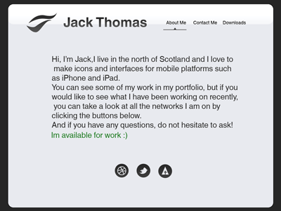 Portfolio About Me about contact design downloads portfolio redesign simple web
