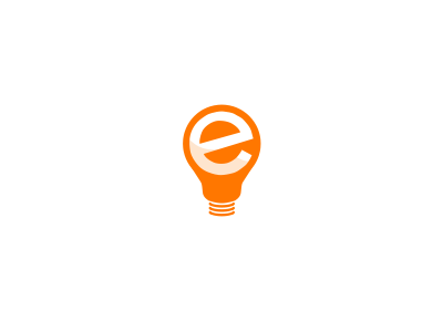 e Logo e idea lightbulb logo orange