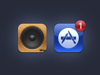 Speaker and Badge 2 app store badge bass icon ios iphone lead music notification option² red theme wood