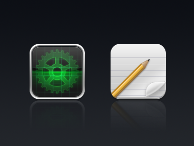 Settings and Notes curl icon ios notes option pencil scanning cog