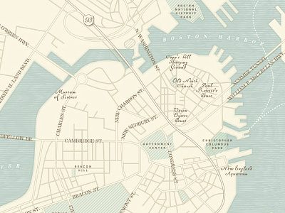 Map of Boston Harbor illustration infographics map design