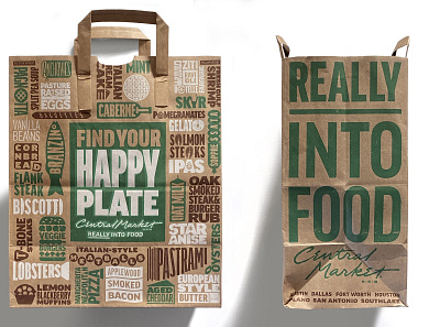 Central Market Grocery Bag brown bag foodie grocery grocery bag illustration typography