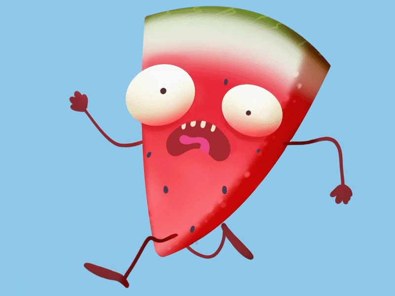 Watermelon Running after effects animation animation 2d cartoon animation cartoon character funny character walking cycle watermelon character