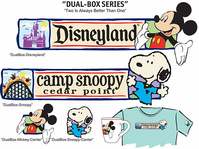 Disneyland+Snoopy DualBox apparel design branding illustration tshirt design typography vector