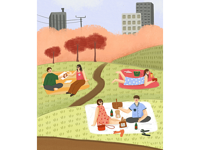 Picnic at the City - Lifestyle Illustration