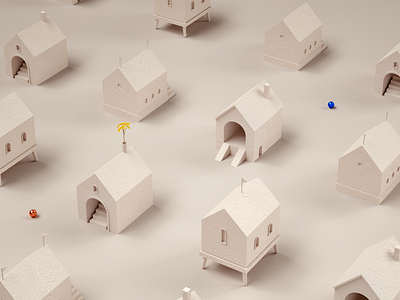 Utilitary Houses 3d art 3d illustration ceramic cinema4d design francisco cortes houses illustration industrial design octanerender poetry rhino vray