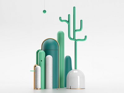 Ceramic Landscape 3d art 3d illustration ceramic ceramics cinema4d design francisco cortes green illustration octanerender poetry travel