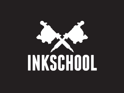 INKSCHOOL Logo Design (in progress) black capsz concept inkschool knockout logo progress simple tattoo vector white